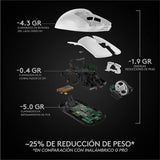 Mouse Gamer Logitech G Pro X Superlight - Negro - Blanco