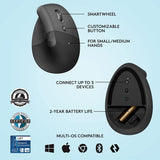 Mouse Bluetooth Wireless Logitech Lift Vertical Bk