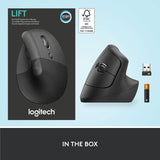 Mouse Bluetooth Wireless Logitech Lift Vertical Bk