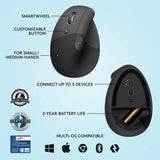 Mouse Bluetooth Wireless Logitech Lift Vertical Zurdo Bk