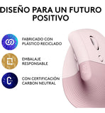 Mouse Ergonómico Logitech Lift Vertical Bluetooth Rosa