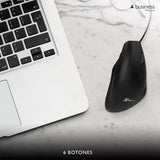 Mouse Vertical Klipxtreme Alambrico Ergonómico Kmo-505 Negro