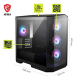 Case Msi Mag Pano M100r Pz Argb Black V/templado Usb 3.2