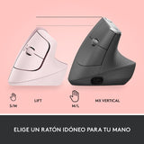 Mouse Ergonómico Logitech Lift Vertical Bluetooth Rosa