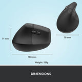 Mouse Bluetooth Wireless Logitech Lift Vertical Zurdo Bk