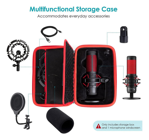Funda Para Micrófono HyperX QuadCast/QuadCast S - Estuche Protector Con Bandeja Moldeada Y Correa